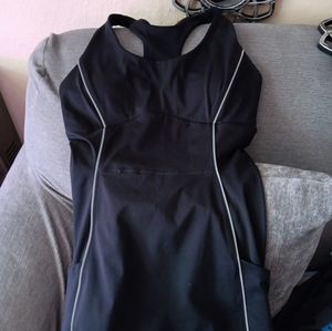 Fabletics Motion 365+ Racerback Jumpsuit  Medium Black w/ Piping